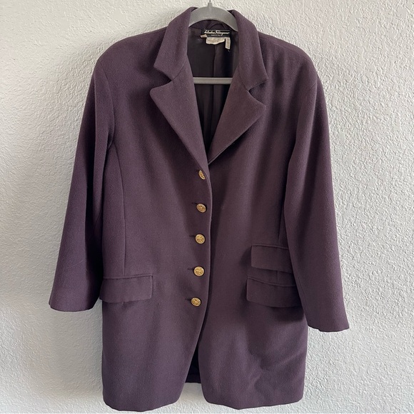 Salvatore Ferragamo Alpaca Wool Long Blazer Coat Made in Italy IT 42 US Size S - Picture 2 of 15